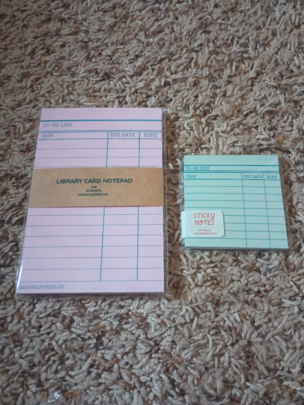 NEW set of 2 library card post-its